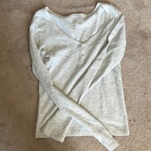 Grey waffle knit henley